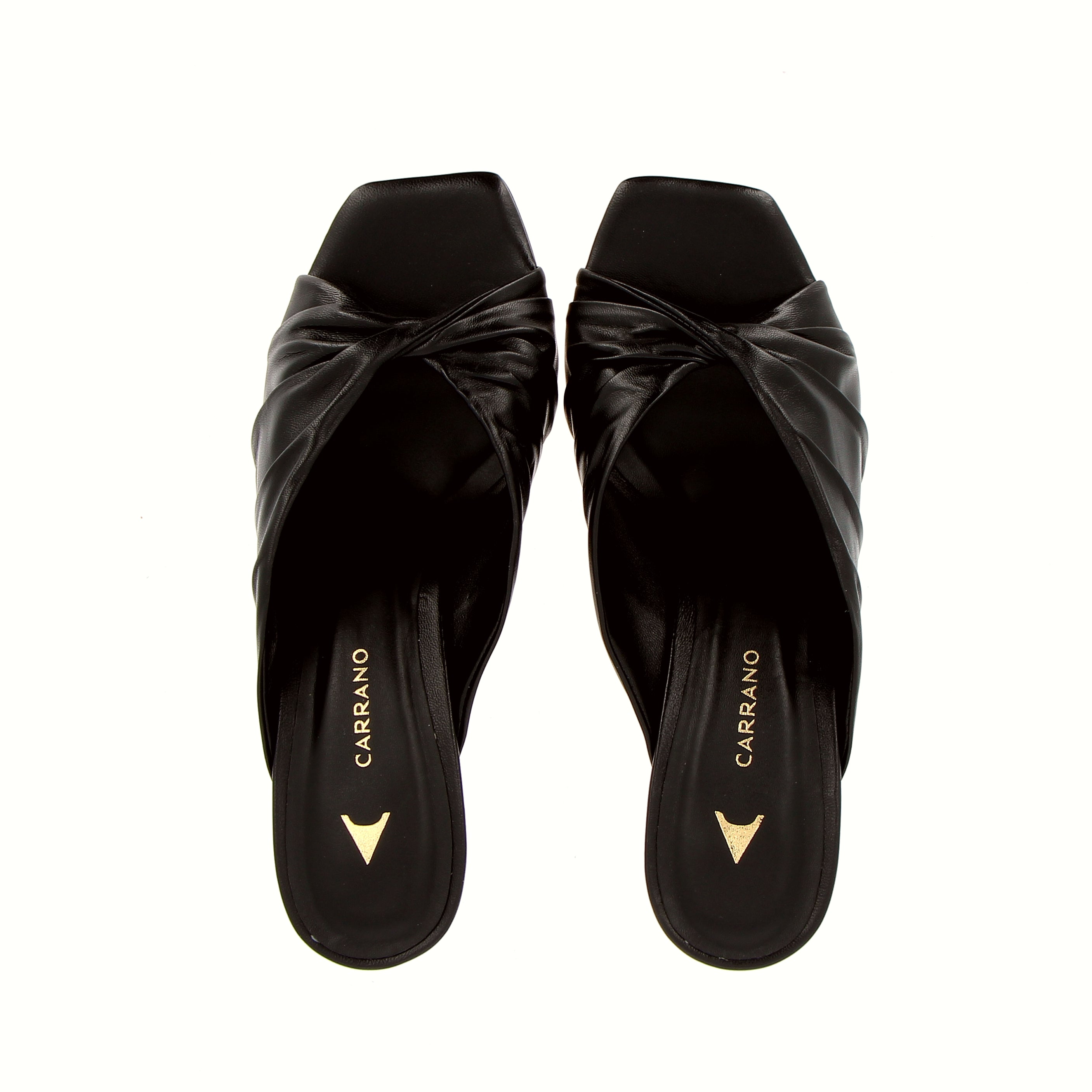 Black leather slide sandal