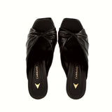 Black leather slide sandal