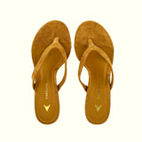 Suede leather thong sandal on heel
