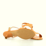 Leather tan low-heel sandal