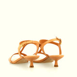 Leather tan low-heel sandal