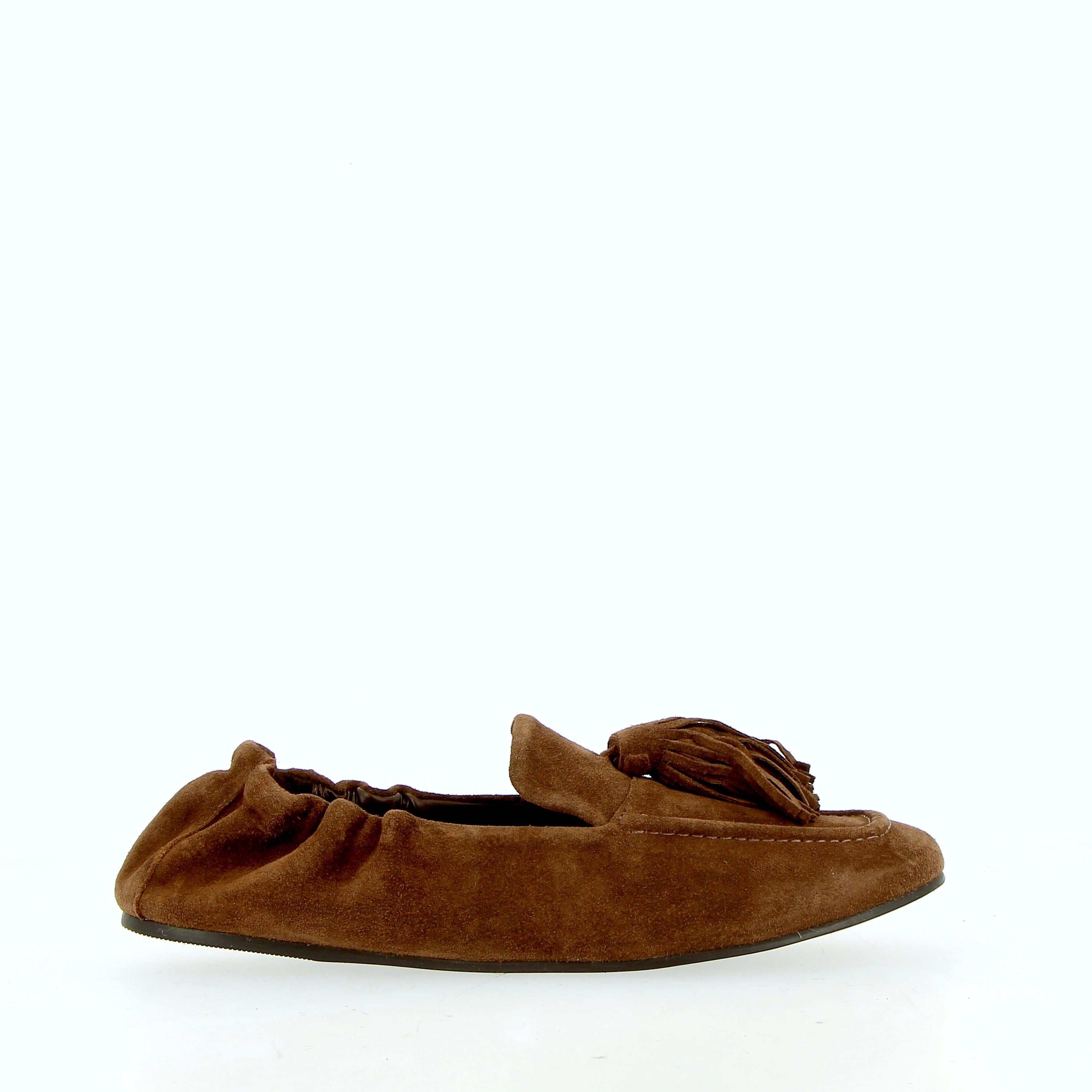 Mocassino con nappone bruciato in camoscio
