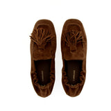Mocassino con nappone bruciato in camoscio