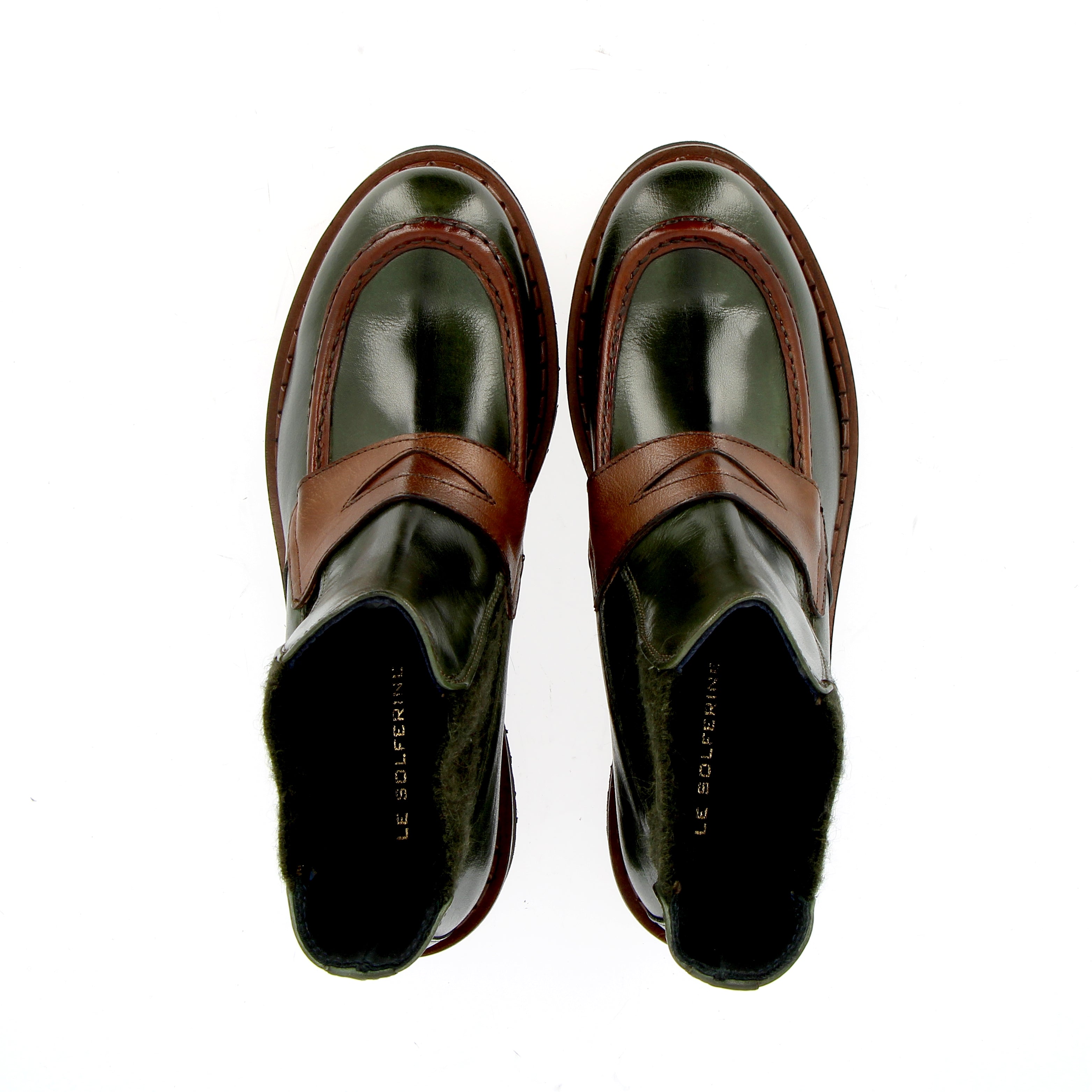 Stivaletto Chelsea a mocassino verdone con elastici in lana