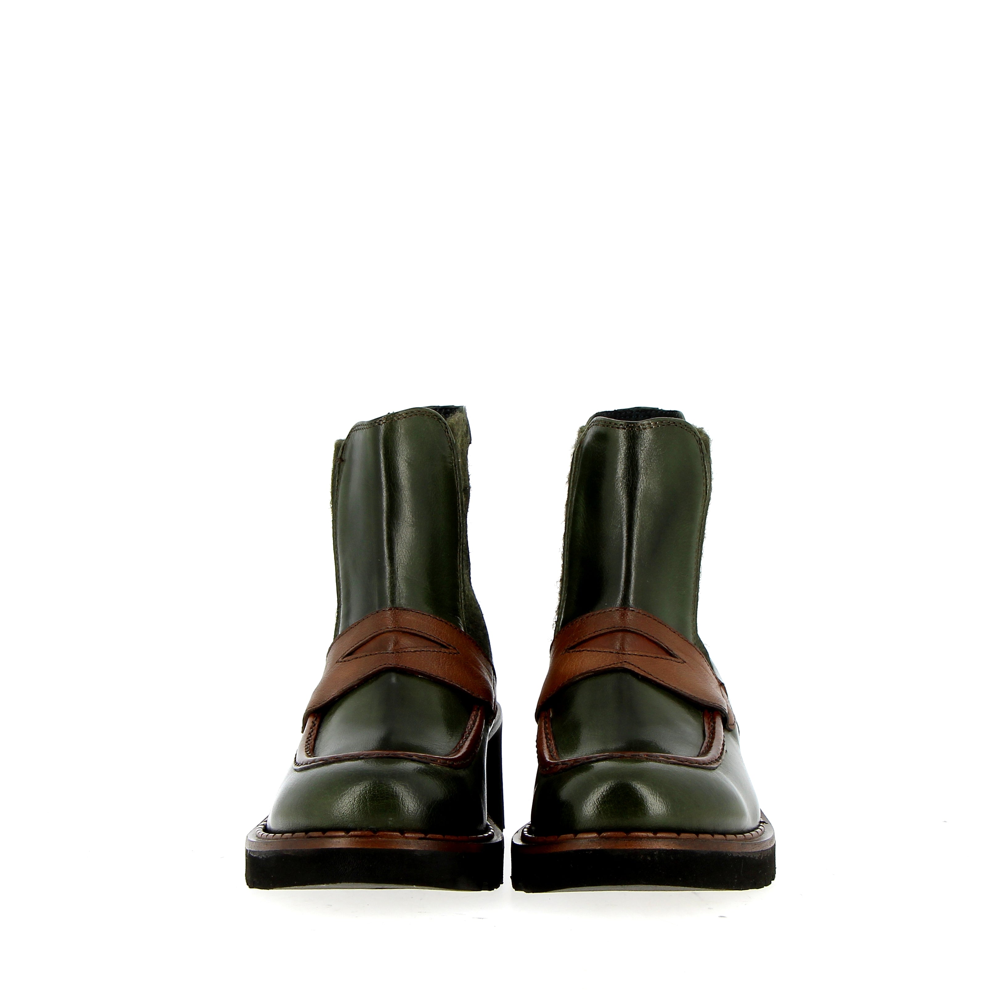 Stivaletto Chelsea a mocassino verdone con elastici in lana