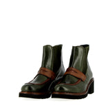 Stivaletto Chelsea a mocassino verdone con elastici in lana