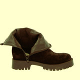 Vintage dark brown suede Chelsea boot with internal wedge heel