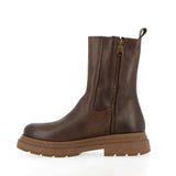 Brown calfskin Chelsea boot with elastic and zip