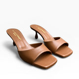 Ciabattina cuoio con tacco