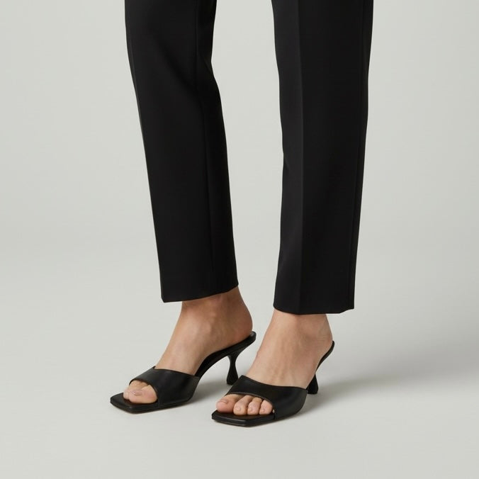 Ciabattina nera con tacco