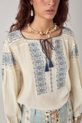 Claudia Blouse Indigo Poet