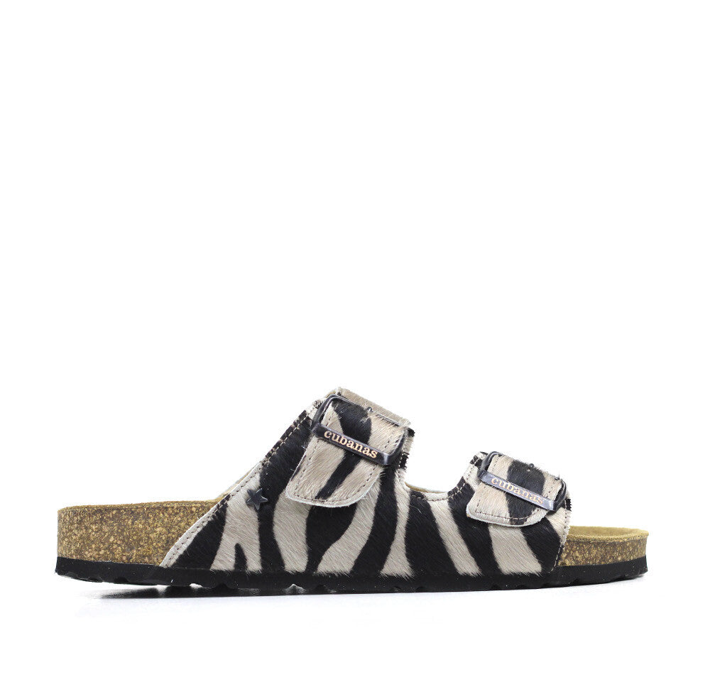 Amalia Low Sandal with Zebra Straps