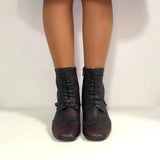 Lace-up ankle boot in soft vintage dark brown leather