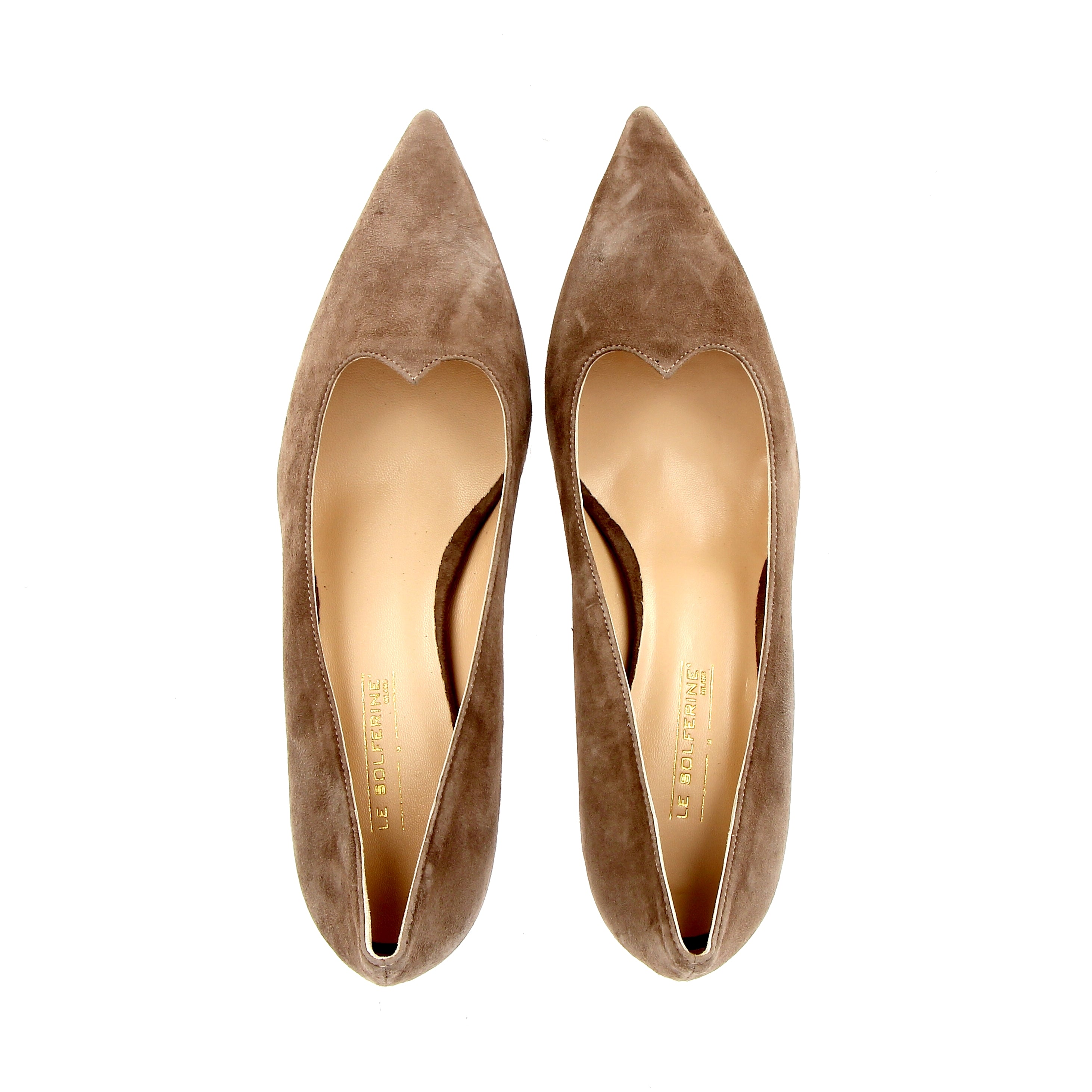 Decolleté a cuore in camoscio taupe modello Love