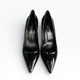 Décolleté a punta in pelle nera lucida tacco 10