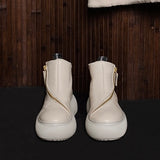 Milk white zipped ankle boot with rubber sole