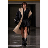 Cappotto lungo in eco shearling nero