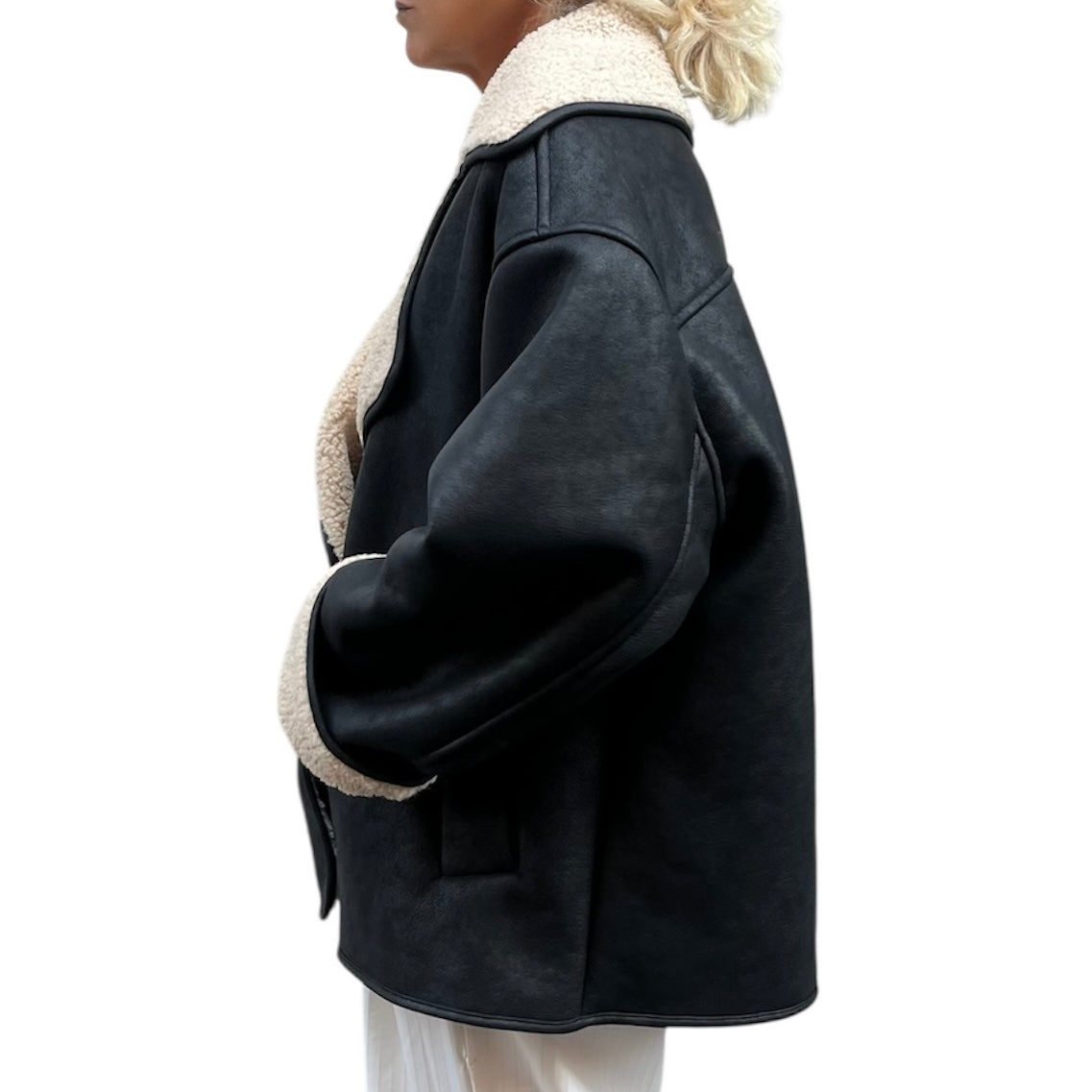 Giaccone eco shearling nero