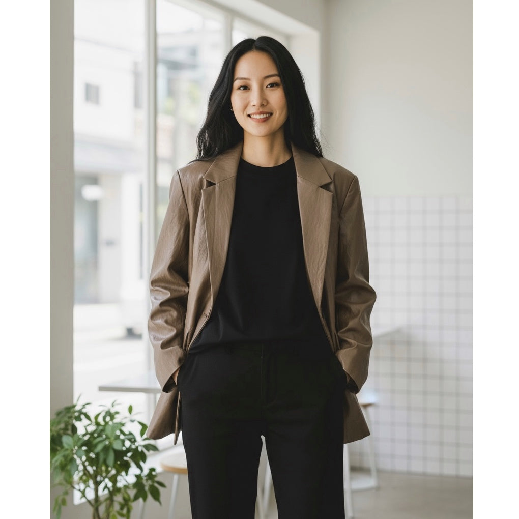 Glossy blazer verde oliva