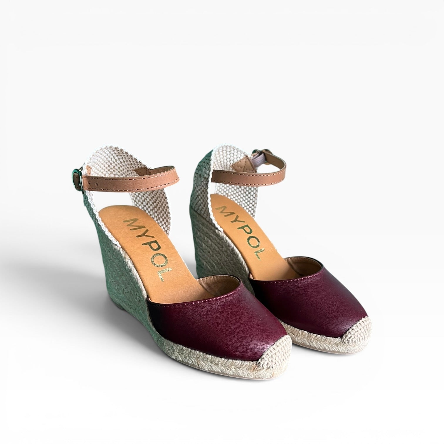 Nantes burgundy leather 8-cord espadrilles