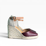 Nantes burgundy leather 8-cord espadrilles
