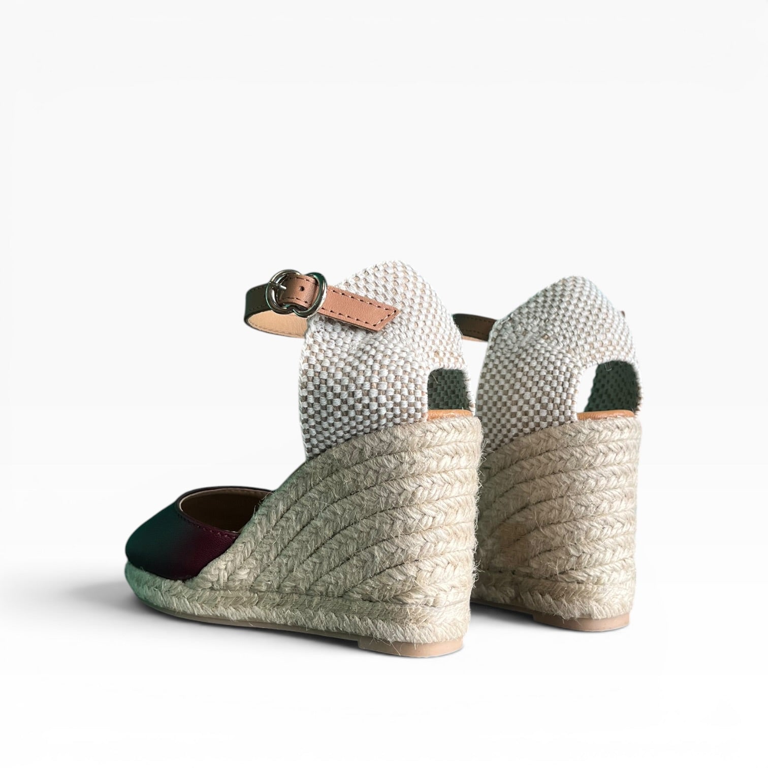 Nantes burgundy leather 8-cord espadrilles