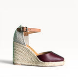 Nantes burgundy leather 8-cord espadrilles
