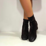 Zip-up ankle boot in soft vintage suede in dark brown