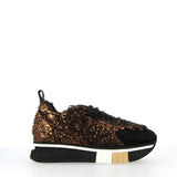 Bronze deconstructed lamé-like fabric sneaker