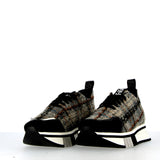 Sneaker in tessuto plaid scozzese grigio