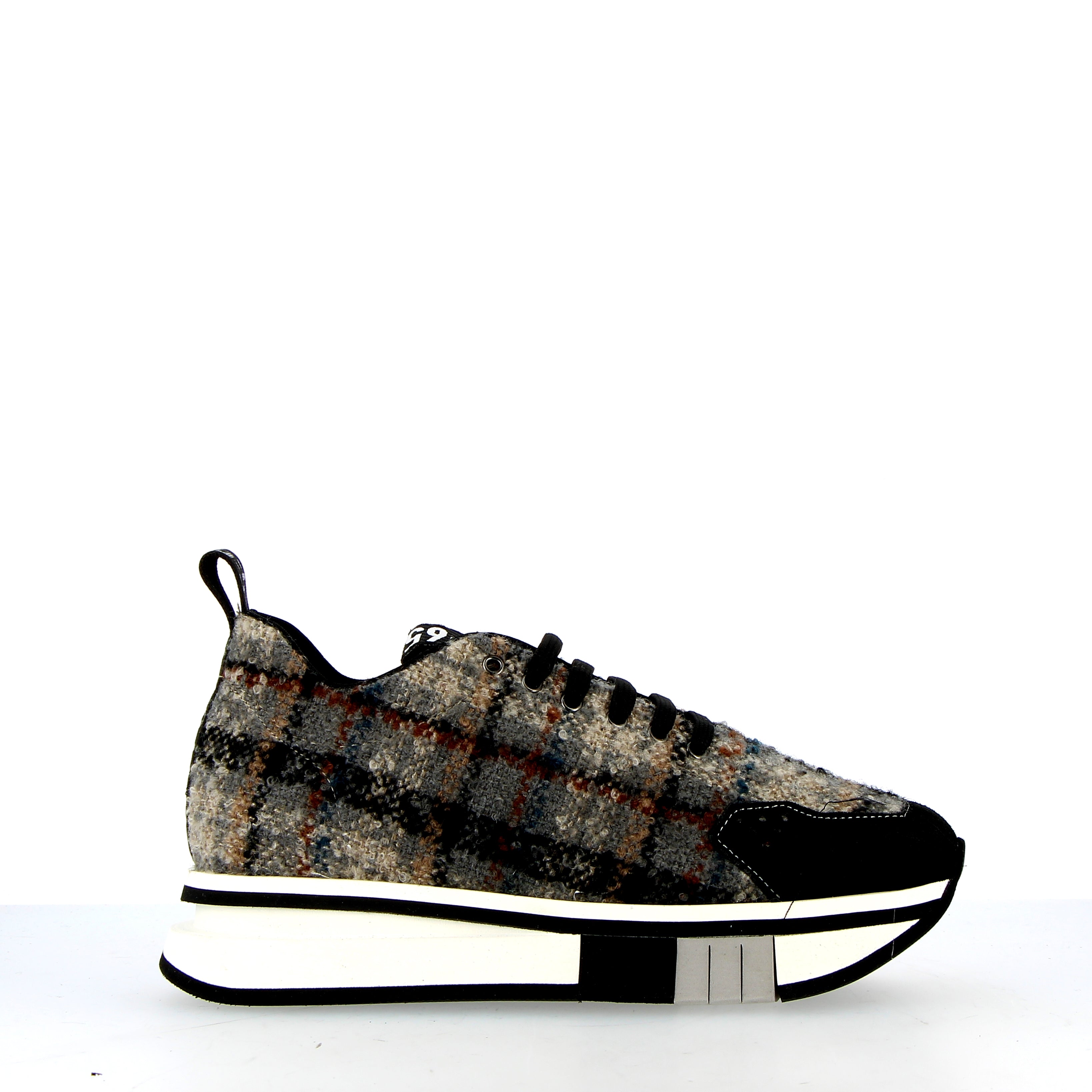 Grey Scottish Plaid Fabric Sneaker