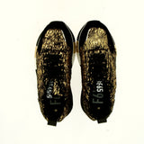 Gold deconstructed lamé fabric sneaker