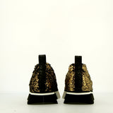 Gold deconstructed lamé fabric sneaker