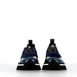 Sneaker in iridescent blue fabric