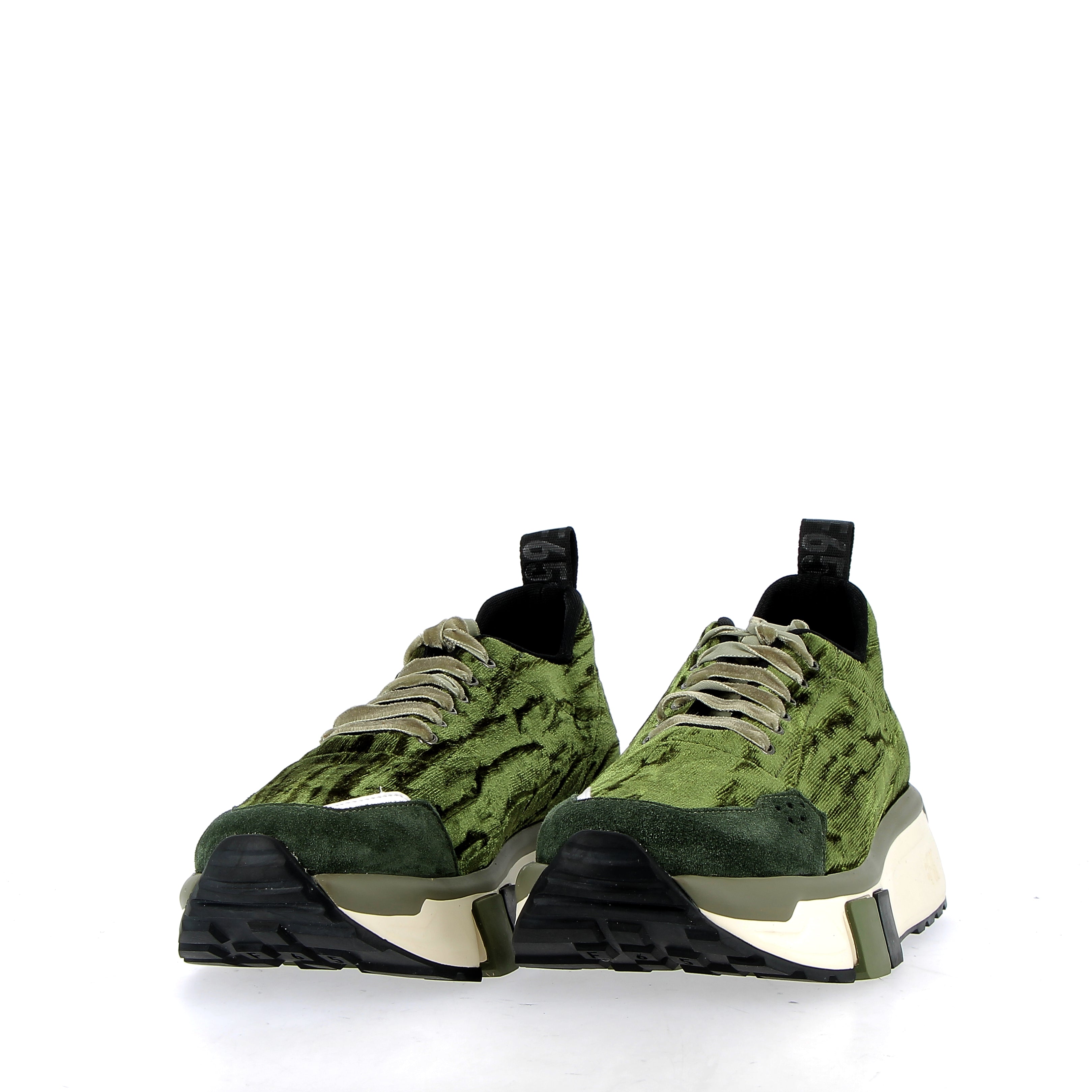 CitySneaker in velluto verde bosco suola superflex leggera