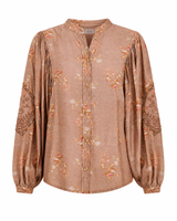 Blouse with mandarin collar and floral print