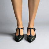 Décolleté Bicolore verde e nero con cinturino