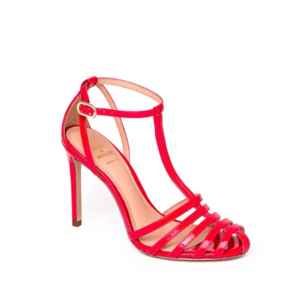 Nude leather sandal with silver rhinestones