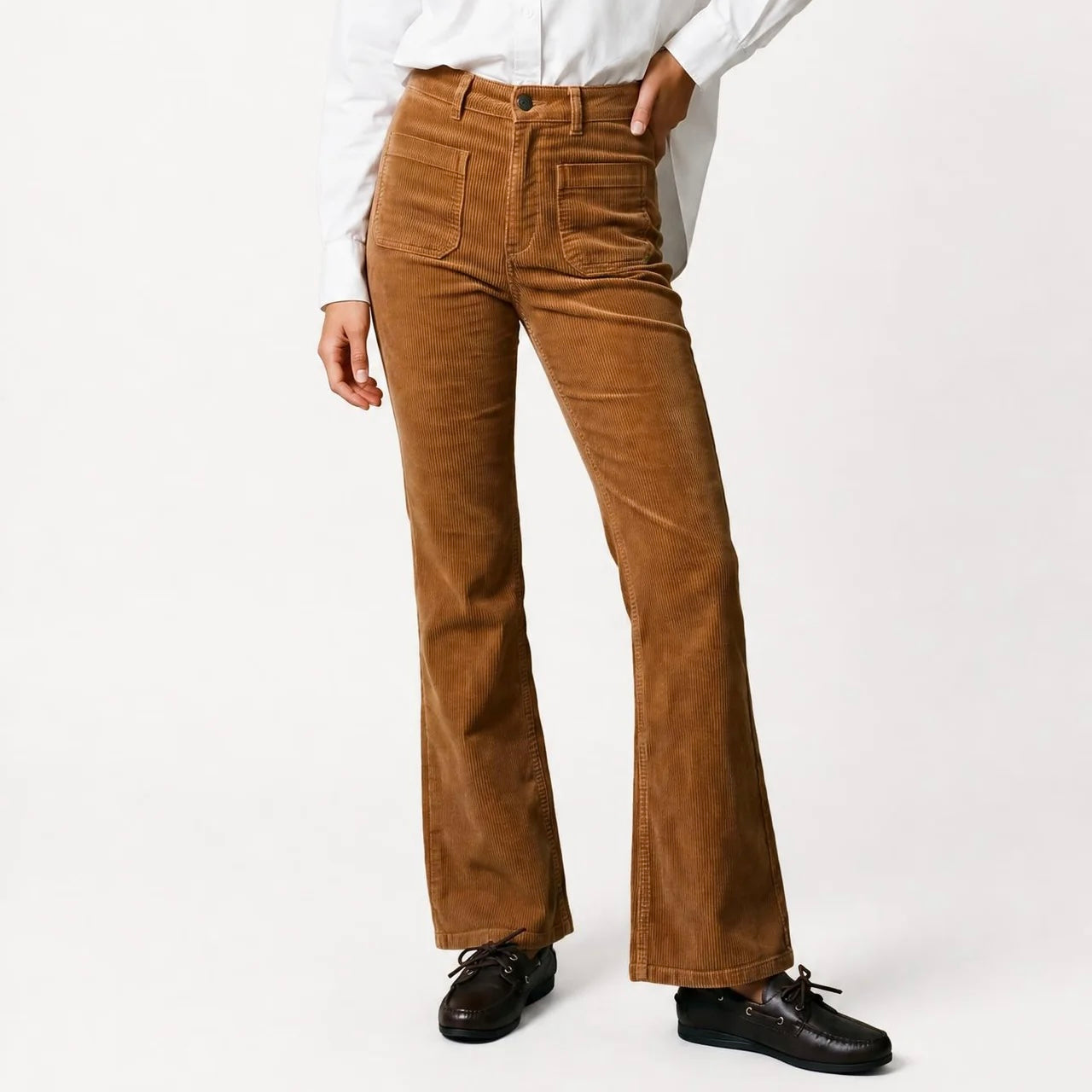 Luna Pantalone flare velluto a coste pecan
