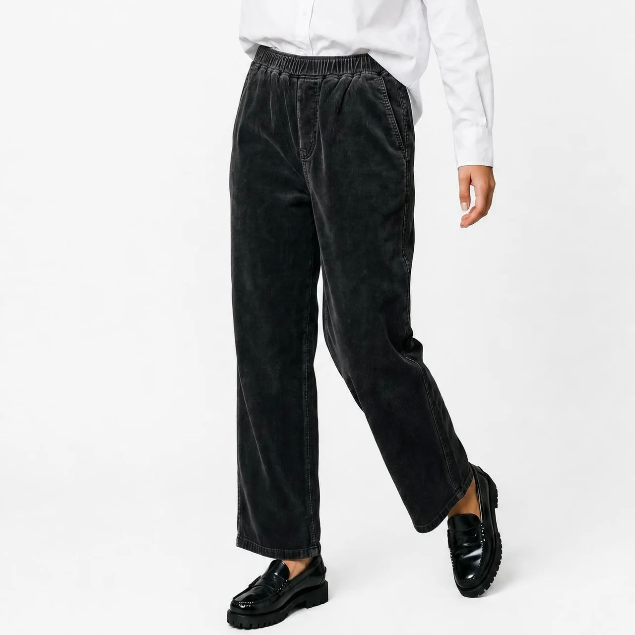 Paule Pantalone dritto velluto a coste dark grey