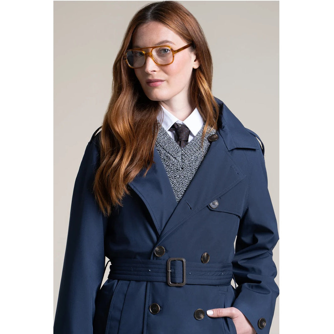 Montaigne trenchcoat impermeabile blu