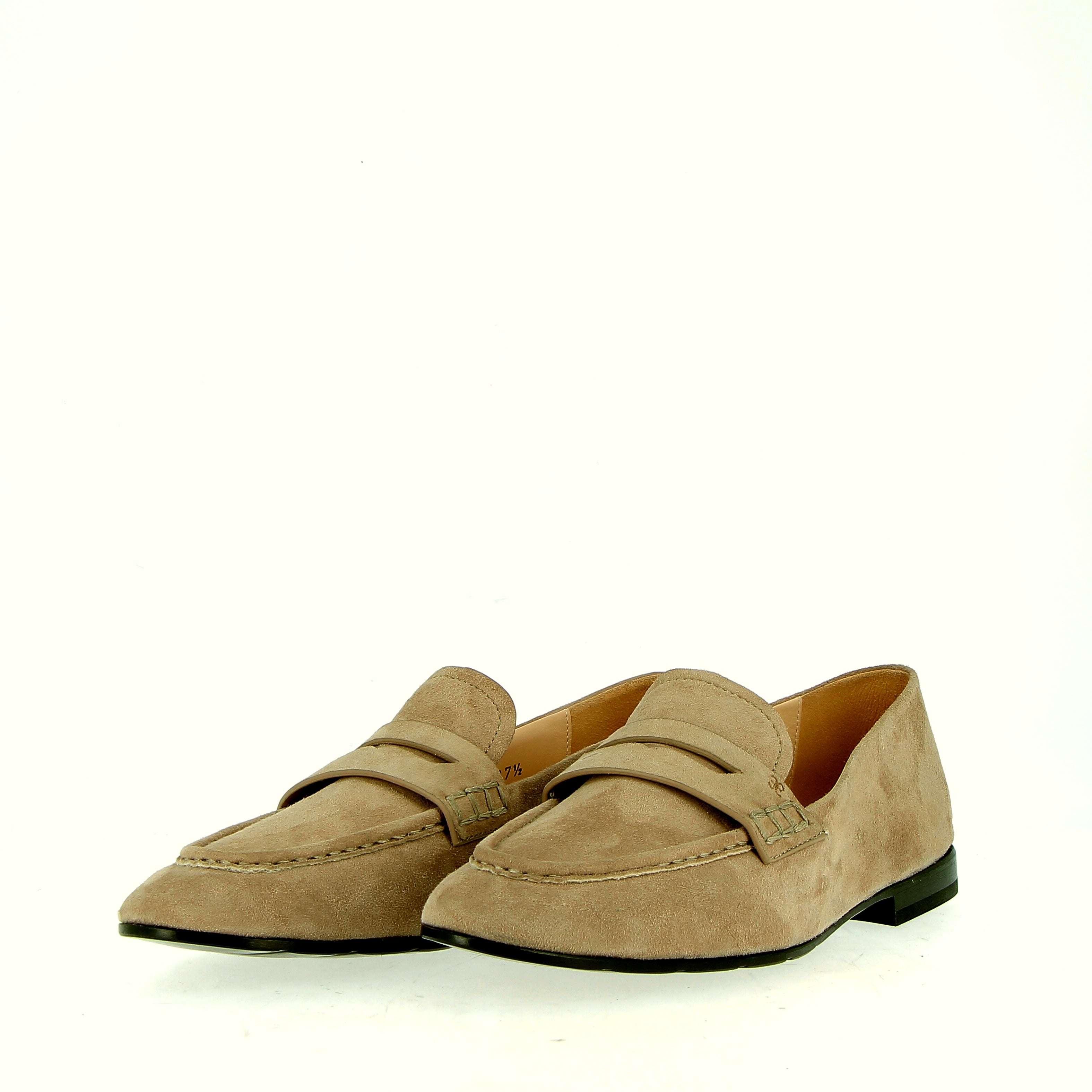 Mocassino in camoscio morbido taupe