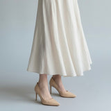 Décolleté a punta in pelle nude lucida tacco 85