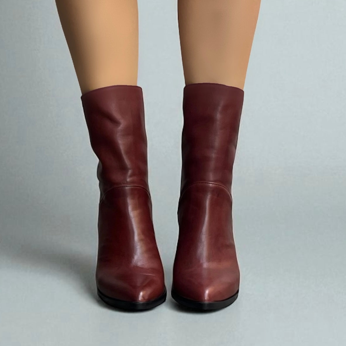 3/4 length ankle boot in mahogany leather