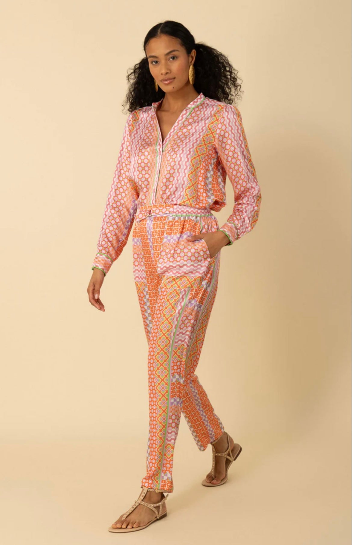 Stone blouse with embroidery