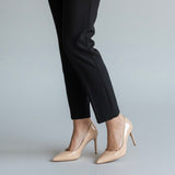 Décolleté a punta in pelle nude lucida tacco 85