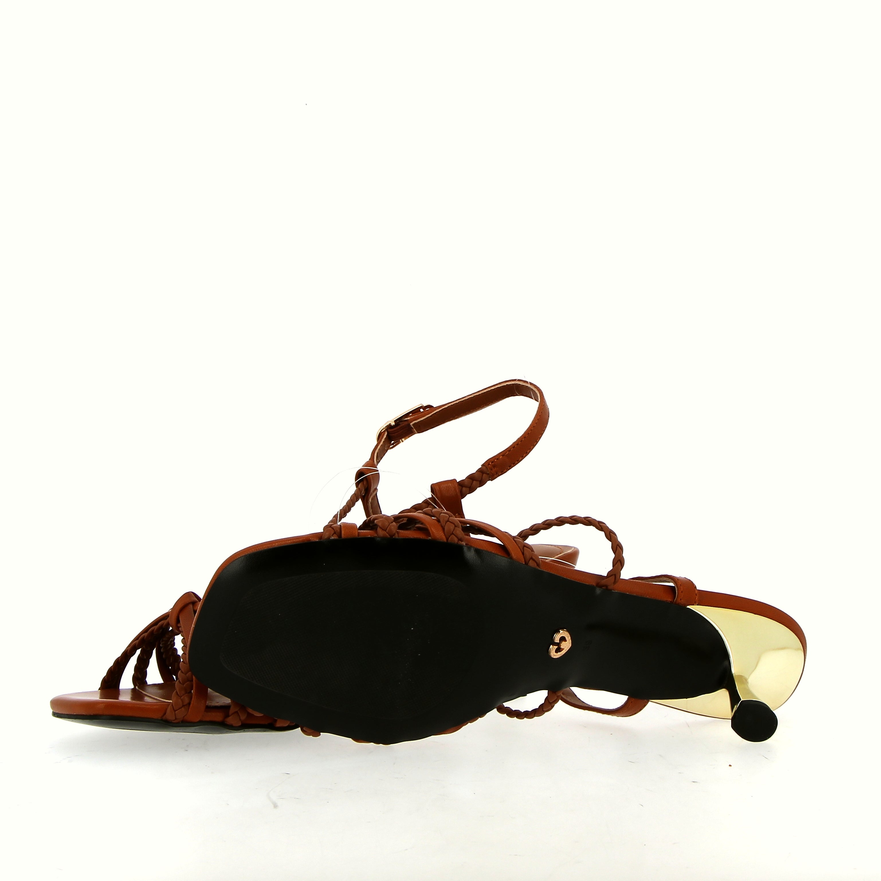Sandalo in pelle cuoio a treccine