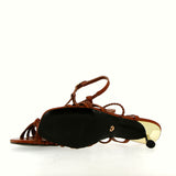 Sandalo in pelle cuoio a treccine