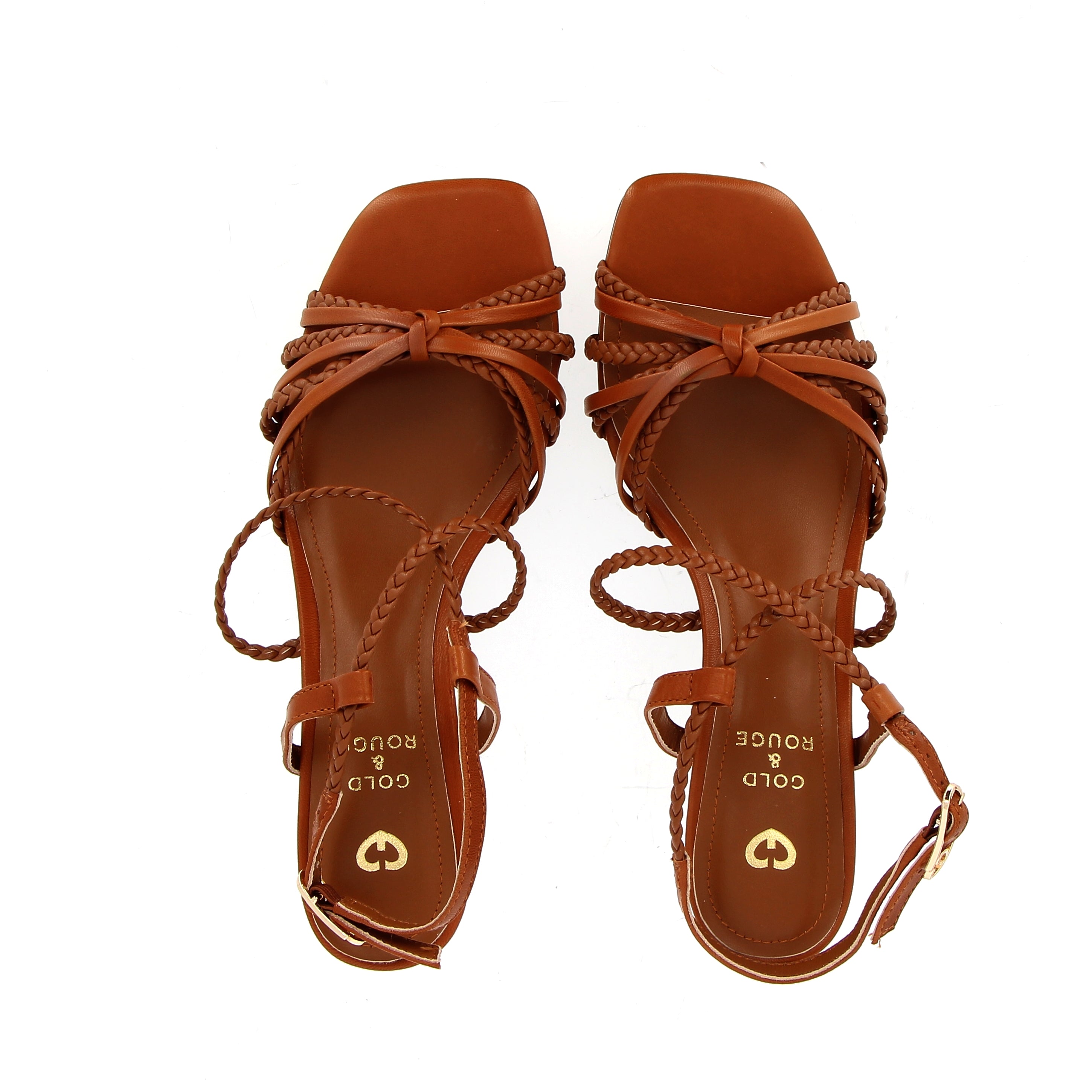Sandalo in pelle cuoio a treccine