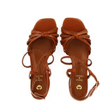 Sandalo in pelle cuoio a treccine